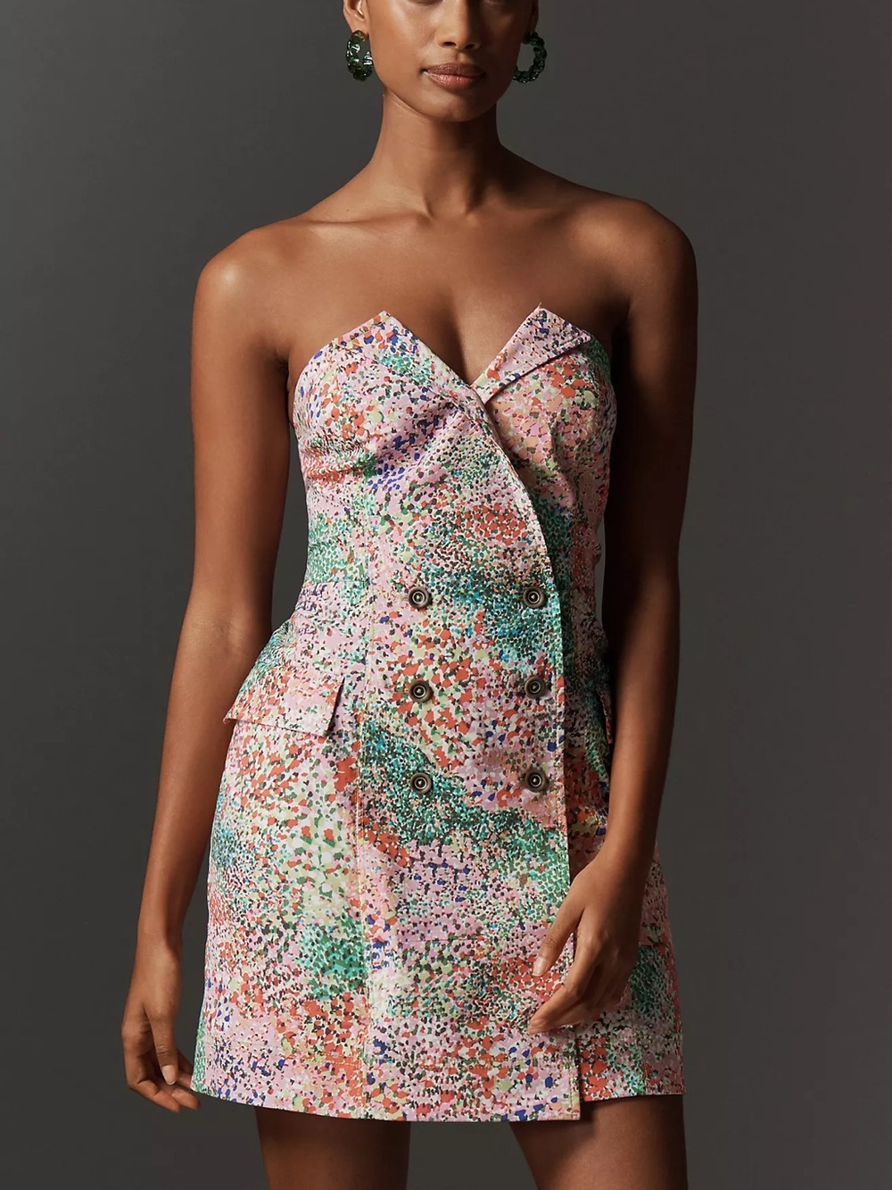 MAEVE Floral Strapless Blazer Dress